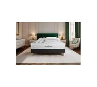 Pack prêt a dormir 180x200 matelas LANCASTER ressorts ensaches et memoire de forme + sommier kit noir + Couette + 2 oreillers