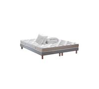 Pack Matelas Latex 5 Zones Originel + Sommier + Oreiller & Couette OFFERT 160x200 Gris Chine