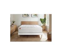 Pack Matelas Le Douillet - Mémoire de forme - Ep : 26cm - Sommier kit Blanc avec couette et 2 oreillers