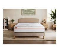 Pack Matelas Le Paisible - Mémoire de forme - Ep : 24cm - Sommier kit Beige avec couette et 2 oreillers G