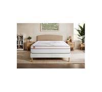 Pack Matelas Le Paisible - Mémoire de forme - Ep : 24cm - Sommier kit Blanc avec couette et 2 oreillers