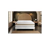 Pack Matelas Le Raffiné - Ressorts ensachés et mémoire de forme - Ep : 26cm - Sommier kit Blanc avec couette et 2 oreillers
