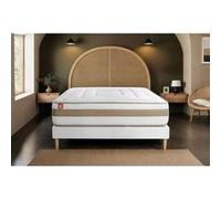 Pack Matelas Le Raffiné - Ressorts ensachés et mémoire de forme - Ep : 26cm - Sommier kit Blanc avec couette et 2 oreillers G
