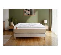 Pack matelas LE SOYEUX 160x200cm Ressorts ensachés + Mémoire de forme BioVisco + sommier kit Beige