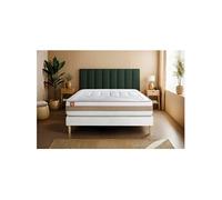 Pack Matelas Le Tendre - Ressorts ensachés et mémoire de forme - Ep : 28cm - Sommier kit Blanc avec couette et 2 oreillers