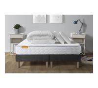 Pack matelas Memo + double sommiers gris 160x200 + 2 oreillers memoire de forme