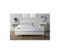 Pack Matelas Memo - Mémoire de forme - Ep : 20cm - Sommier kit Blanc avec couette et 2 oreillers