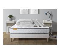 Pack matelas Memo + sommier 140x190 + 2 oreillers memoire de forme