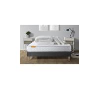 Pack matelas Memo + sommier kit gris 140x200 + 2 oreillers mémoire de forme