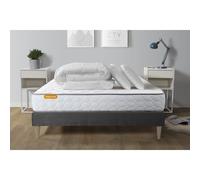 Pack matelas Memo + sommier kit gris 160x200 + 2 oreillers memoire de forme