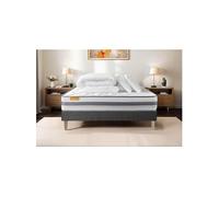 Pack Matelas Memo spring - Ressorts ensachés et mémoire de forme - Ep : 22cm - Sommier kit Gris avec couette et 2 oreillers