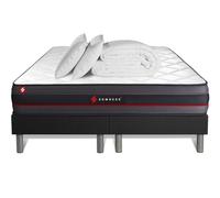 Pack Matelas Regen 160x200 + Double sommiers Noir 80x200 + Couette + 2 oreillers | Epaisseur : 24 cm | Confort : Ferme