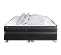 Pack matelas REGEN 200x200 + double sommiers noir 100x200 + Couette + 2 oreillers G