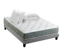 Pack matelas Ressort 7 zones HYGGE + Sommier + couette + oreillers Fabriqué en France 140 x 190 cm, Sommier Gris chiné G