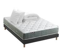 Pack matelas Ressort 7 zones HYGGE + Sommier + couette + oreillers Fabriqué en France 160 x 200 cm, Sommier Noir G