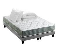 Pack matelas Ressort 7 zones HYGGE + Sommier + couette + oreillers Fabriqué en France 2x80 x 200 cm, Sommier Gris chiné G