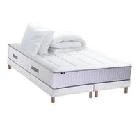 Pack Matelas Ressort 7 zones + Mémoire de forme + Sommier + couette + oreillers BELLAGIO 2 Fabriqué en France 2x90 x 200 cm, Sommier Blanc G