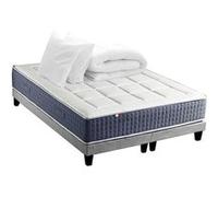 Pack Matelas Ressort 7 zones + Mémoire de forme + Sommier KING STYLE + couette + oreillers Fabriqué en France 2x80 x 200 cm, Sommier Gris chiné G