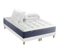 Pack Matelas Ressort 7 zones + Mémoire de forme + Sommier KING STYLE + couette + oreillers Fabriqué en France 2x90 x 200 cm, Sommier Blanc G