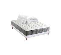 Pack Matelas Ressort 7 zones + Sommier + couette + oreillers Fabriqué en France MAX 160 x 200 , Sommier Blanc