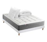 Pack Matelas Ressort 7 zones + Sommier + couette + oreillers Fabriqué en France MAX 160 x 200 , Sommier Blanc G
