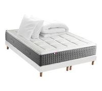 Pack Matelas Ressort 7 zones + Sommier + couette + oreillers Fabriqué en France MAX 2x80 x 200 , Sommier Blanc G