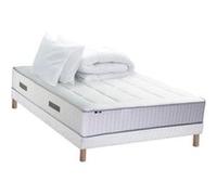 Pack matelas Ressort 7 zones + sommier + oreiller + couette FABRICATION FRANCAISE 140 x 190 cm, Sommier Blanc G