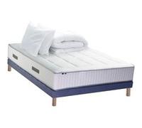 Pack matelas Ressort 7 zones + sommier + oreiller + couette FABRICATION FRANCAISE 140 x 190 cm, Sommier Bleu denim G