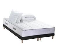 Pack matelas Ressort 7 zones + sommier + oreiller + couette FABRICATION FRANCAISE 2x80 x 200 cm, Sommier Noir G