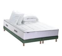 Pack matelas Ressort 7 zones + sommier + oreiller + couette FABRICATION FRANCAISE 2x80 x 200 cm, Sommier Vert celadon G