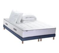 Pack matelas Ressort 7 zones + sommier + oreiller + couette FABRICATION FRANCAISE 2x90 x 200 cm, Sommier Bleu denim G