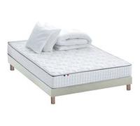 Pack matelas ressorts ASTRE, sommier, couette et oreillers français - 140 x 200 cm, Sommier - Beige G
