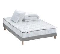 Pack matelas ressorts ASTRE, sommier, couette et oreillers français - 140 x 200 cm, Sommier - Gris G