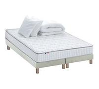 Pack matelas ressorts ASTRE, sommier, couette et oreillers français - 2x80 x 200 cm, Sommier - Beige G