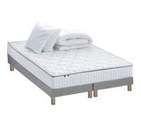 Pack matelas ressorts ASTRE, sommier, couette et oreillers français - 2x80 x 200 cm, Sommier - Gris G