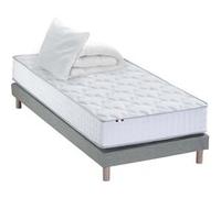 Pack matelas ressorts ASTRE, sommier, couette et oreillers français - 90 x 190 cm, Sommier - Gris G