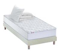Pack matelas ressorts ASTRE, sommier, couette et oreillers français - 90 x 200 cm, Sommier - Beige G