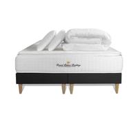 Pack matelas ressorts ensaches + memoire de forme maxi epaisseur George V 160x200cm + double sommier Noir 80x200 cm + 2 oreiller