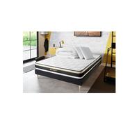 Pack Matelas Soft - Mousse - Ep : 19cm - Sommier kit Noir avec couette et 2 oreillers