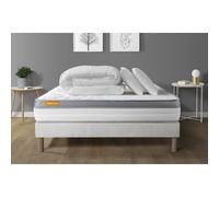 Pack matelas + sommier 160x200 Memo Zen Mousse a memoire de forme 5 zones de confort MAXI epaisseur + Couette + 2 oreillers