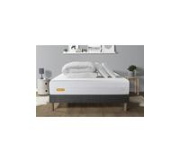 PACK Matelas + sommier gris 140x190 Memo Bio Mousse à mémoire de forme 5 zones de confort Maxi épaisseur + Couette + 2 oreiller
