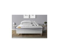 Pack matelas + sommier kit blanc 140x190 Memo Spring Ressorts ensachés MAXI épaisseur + Couette + 2 oreillers
