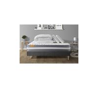 PACK matelas + sommier kit gris 140x190 Memo Plus Mémoire de forme + 2 oreillers + couette