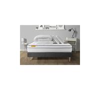 Pack matelas + sommier kit gris 160x200 Memo Luxe Ressorts ensachés + mémoire de forme + Couette + 2 oreillers
