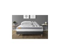 Pack matelas + sommier kit gris 180x200 Memo Zen Mousse à mémoire de forme MAXI épaisseur + Couette + 2 oreillers