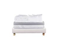 Pack Matelas + Sommier Tapissier Beige 140x190 cm + 2 Oreillers + 1 Couette - REINALD - ALTOBUY