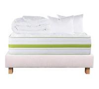 Pack Matelas + Sommier Tapissier Beige 140x190 cm + 2 Oreillers + 1 Couette - REVA - ALTOBUY G