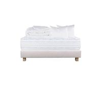 Pack Matelas + Sommier Tapissier Beige 140x200 cm + 2 Oreillers + 1 Couette - THELIO - ALTOBUY