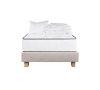 Pack Matelas + Sommier Tapissier Beige 90x190 cm + 1 Oreiller + 1 Couette - IZAC - ALTOBUY