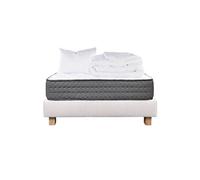 Pack Matelas + Sommier Tapissier Beige 90x190 cm + 1 Oreiller + 1 Couette - ZENITH - ALTOBUY
